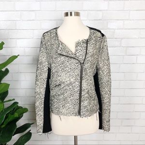 Rebecca Minkoff Ponte Ryder Cream Moto Jacket Sz L